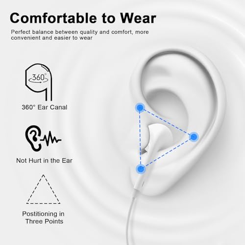 Wired Earbuds in-Ear Headphones with 3.5mm Plug [Apple MFi Certified] - color: Off-white