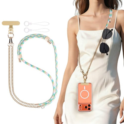 YFWE Phone Lanyard Crossbody, Adjustable Cell Phone Lanyard Neck Strap for All Phones, Universal Skin Friendly Phone Strap Crossbody for Women and Men - color: Colorful 2