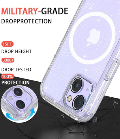 Diverbox for iPhone 13 Case [Compatible with MagSafe] [Shockproof] [Dropproof] [with Screen Protector ] 3in1 Heavy Duty Protection Phone Case Cover for Apple iPhone 13 (Clear Flash (Magnet)) - color: Clear Flash (Magnet)