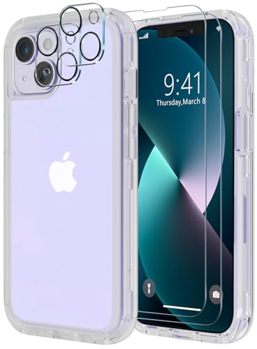 Diverbox for iPhone 13 Case [Shockproof] [Dropproof] [with Screen Protector ] 3in1 Heavy Duty Protection Phone Case Cover for Apple iPhone 13 (Clear) - color: Clear