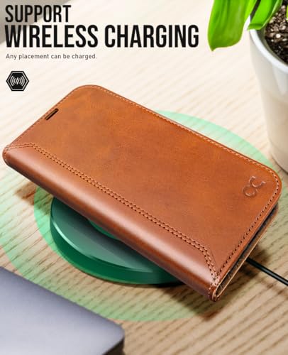 OCASE Compatible with iPhone 16 Pro Max Wallet Case, PU Leather Flip Folio Case with Card Holders RFID Blocking Kickstand [Shockproof TPU Inner Shell] Phone Cover 6.9 Inch 2024, Retro Brown | Card slot stand function, RFID deer case flip case mobile phone