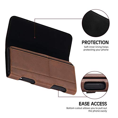 BECPLT for Galaxy S25 Ultra S24+ S23 Ultra Holster Leather Carrying Cell Phone Holder Belt Clip Holster Case Pouch Brown - color: Brown-Leather, size: XL (6.85" x 3.6" x 0.75")