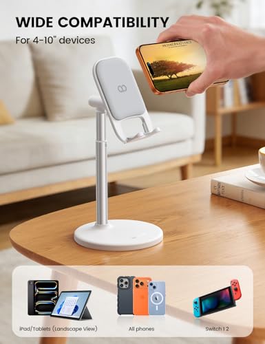 Lamicall Phone Tablet Stand for Desk - White Desktop Holder for iPad Kindle - color: D-White