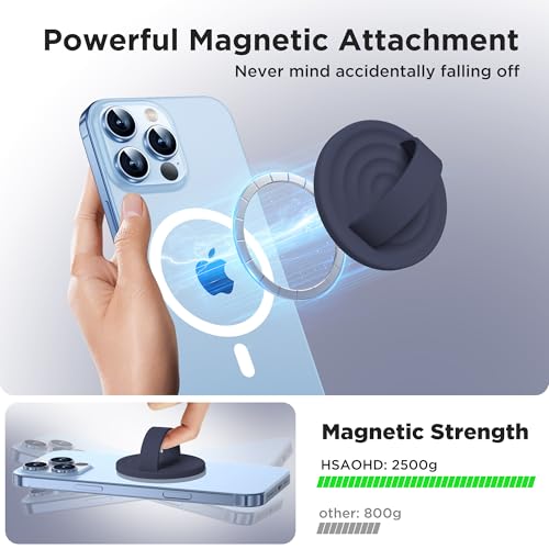 Upgraded Magnetic Phone Grip, Liquid Silicone Soft and Portable, Removable Finger Loop Ring Grip Holder for iPhone, Strong Magnetic Attraction, Compatible with MagSafe Phone Case, Midnight Blue - color: Midnight Blue