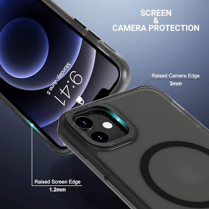 ULAK Case for iPhone 12/12 Pro Case, Compatible with MagSafe, Black/Mag | Shockproof Magnetic Women Girls Anti-Scratch Protective Phone Case Designed for iPhone 12 & iPhone 12 Pro 6.1 inch - color: Black/Mag
