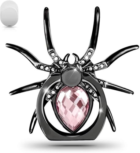 Spider Shape Mobile Ring Holder Stand, 360 Degree Rotation Universal Spider Finger Kickstand with Polished Metal Phone Grip for Cell Phone (Pink) - color: Pink