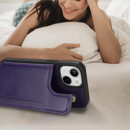 iCoverCase Compatible with iPhone 13 Mini Case with Card Holder, Wallet Phone Case for Women Men RFID Blocking PU Leather Protective Case 5.4 Inch (Dark Purple) - color: Dark Purple