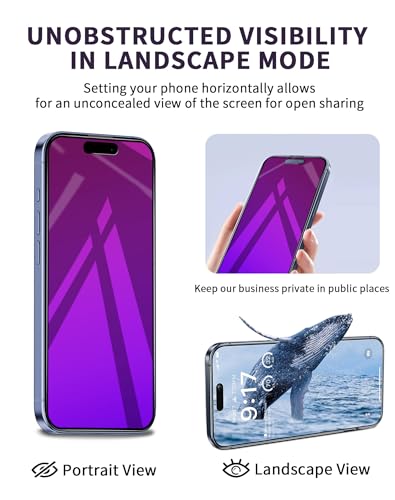 2 Pack for iPhone 14 Pro Max Privacy Screen Protector Tempered Glass for iPhone14ProMax 6.7inch Anti-Spy Private Glass Film Anti-Blue Light No Bubble Anti-Scratch Full Coverage Gradient Purple - color: purple iPhone 14 pro max