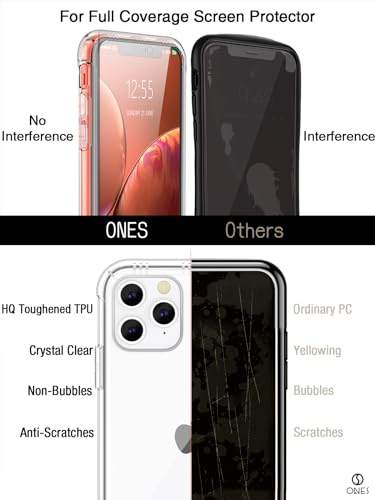 ONES Clear Case for iPhone 11 Pro Anti-Yellowing Crystal Clear Case, Military-Grade Shockproof Slim Transparent Phone Cover with Camera Guard - size: iPhone 11 Pro