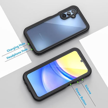 Lanhiem for Samsung Galaxy A15 5G Phone Case, IP68 Waterproof Dustproof Cover with Screen Protector, Heavy Duty Full Body Protective Case for Samsung Galaxy A15 5G, Black/Clear - color: Black