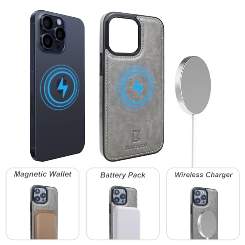 Bocasal for MagSafe Wallet Case Card Holder for iPhone 15 Pro Max Grey - color: Gray for MagSafe