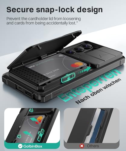 GolbinBox for Samsung Galaxy S26 Ultra Case with Wallet & Lock, Ink Black | Card Holder, Slide Camera Cover, Built-in Safety Lock & RFID Protection, Holds 4~5 Cards or Cash, S26 Ultra Wallet Case 6.9'' - color: 1-Ink Black