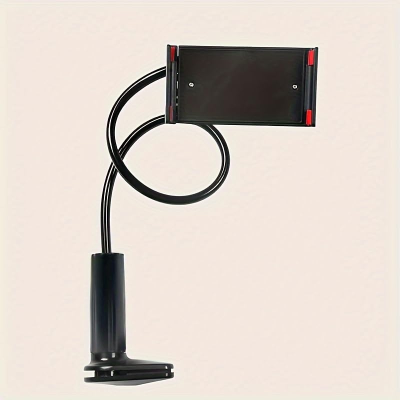 1PCS Tablet and Smartphone Stand 360 Degree Rotating Spiral Base Flexible Arm for Bedside Hands Free Viewing, Desk, Travel, Black - color: Black