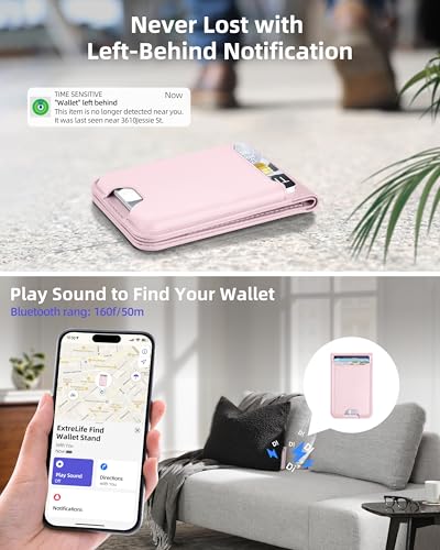 ExtreLife for Magsafe Wallet, Works with Apple Find My, 6 Cards Holder - color: Baby Pink