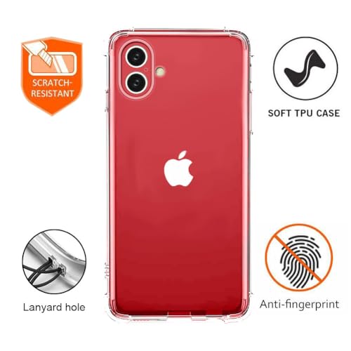 I&H for iPhone 16 6.1 inch Case Crystal Clear Non-Yellowing, Shockproof, Anti-Scratch, Transparent Soft Back Cover