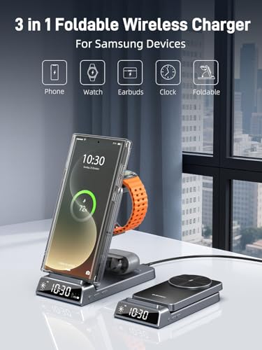 Magnetic Wireless Charger for Samsung, Charging Station for Galaxy S26 - color: Tech Gray
