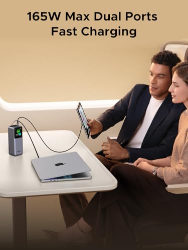 UGREEN Nexode 20000mAh 165W Power Bank for MacBook Pro 16, Built-in Cable