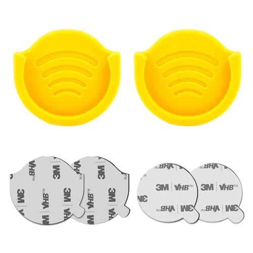 pop-tech 2 Pack Socket Car Mount, Silicone Phone Holder for Collapsible Grip Users with 3M Sticky Adhesive Replacement Used on Wall, Dashboard, Mirror, Desk, Home, Door, Office Yellow - color: Yellow