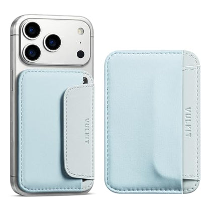 VULKIT Credit Card Holder for Phone case, Slim Adhesive Phone Wallet Stick On for Men & Women, Compatible with Most Cell Phones, Mist Blue - color: Mist Blue