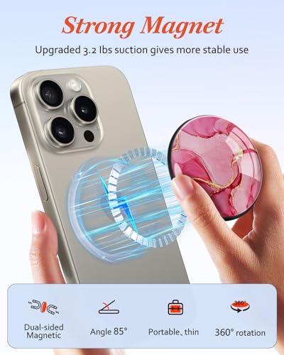 Magnetic Phone Grip, Cute Finger Grip Phone Stand, Marble - color: Marble
