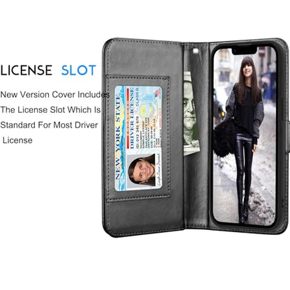 Tekcoo Wallet Case Compatible with iPhone 16E 2025 (6.1 inch) Luxury ID Cash Credit Card Slots Holder [Detachable Magnetic Hard Case] Carrying Pouch Folio Flip PU Leather Cover [Black] - color: Black, size: 16E 2025