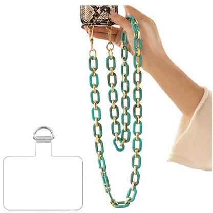 Phone Crossbody Chain Cell Phone Lanyard,Acrylic Shouder Strap Universal Cellphone Chain Strap with Tether Patches Compatible with Most Phones Bag Purse (S) - color: H