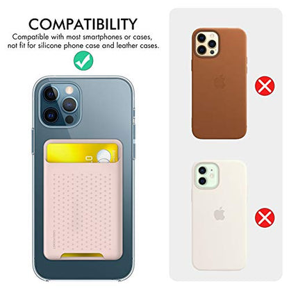 PU Leather Phone Card Holder Stick On Back of Cell Phone Wallet - color: LiPink