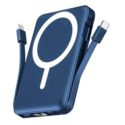 podoru for Magsafe Power Bank, 10000mAh Magnetic Portable Charger - color: Navy Blue