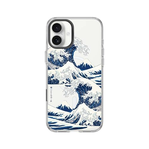 RhinoShield Clear MagSafe Compatible Case for iPhone 16 Plus | Strong Magnetic, Anti-Yellowing, Transparent, High Clarity, Shockproof, Military Grade Drop Protection - color: The Great Wave I, size: iPhone 16 Plus - Camera Control Button
