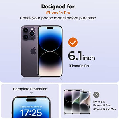 UNBREAKcable 3-Pack Screen Protector for iPhone 14 Pro Tempered Glass | Shatterproof, Easy Install, 9H Hardness, 99.99% HD Clear, Bubble-Free, Anti-Fingerprint, Scratch Resistant, Case Friendly - size: iPhone 14 Pro