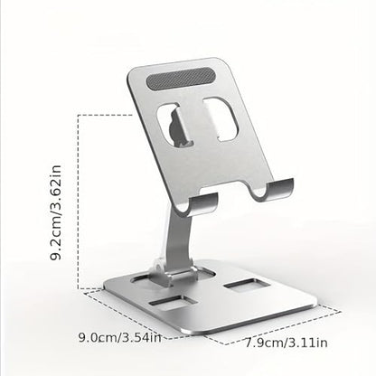 2-Pack Aluminum Alloy Phone Holder, Adjustable Foldable Stand for iPad mini, Smartphones, Desk & Travel - color: Silver