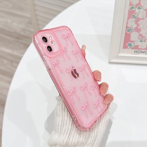 NITITOP Compatible with iPhone 11 Case Cute Clear Pink Glitter Bow Knot Design Shiny Star Sparkle Bling Diamond Girls Women Soft TPU Shockproof Protective Phone Cover - Large Bow - color: Large Bow, size: iPhone 11