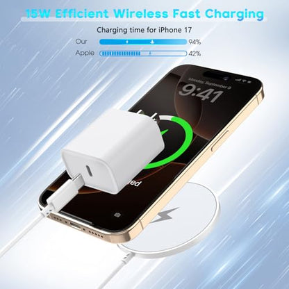 [Apple MFi Certified]Magnetic Wireless Charger for iPhone 17,10FT Long Mag-Safe Charger Wireless Fast Charging Pad Magnet Mag Safe Charge for iPhone 17 Pro Max/Air/16 Pro Max/16/15Pro/14/13/12,AirPods