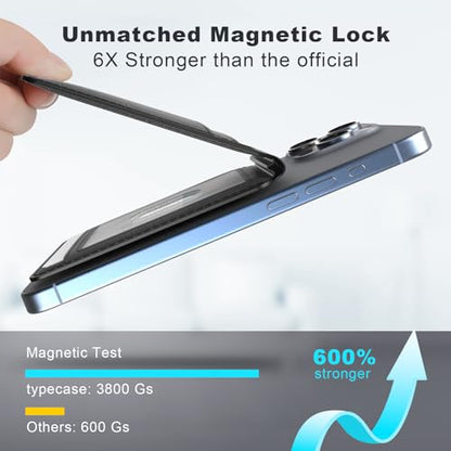 typecase Magnetic Wallet Compatible with Magsafe: Magnetic Phone Wallet & Card Holder for Apple iPhone 16 15 14 13 12 Pro Max - Adjustable Mag Safe Wallet Stand with 4 Card Slots - Black
