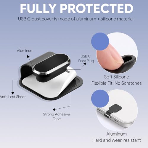 15Pcs Aluminium Anti-Lost USB C Dust Plug Cover for iPhone 17/16/15 Series - size: 15Pcs Aluminium Dust Plug