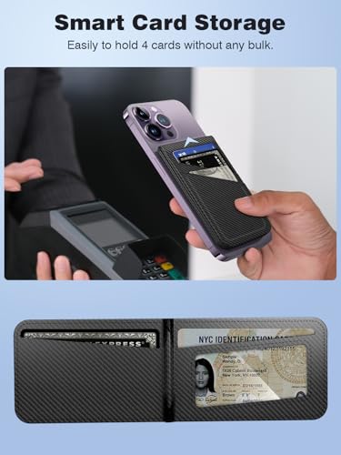 TopMade for MagSafe Wallet with Stand, 5 Cards Holder with RFID Blocking, Magnetic Card Holder for iPhone 17/16/15/14/13/12 Series(Not for mini), Adjustable Magnetic Phone Wallet Stand, Black