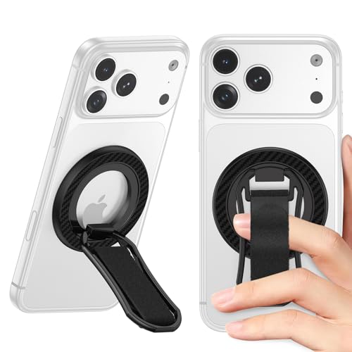 Magnetic Phone Ring for Magsafe iPhone17 Grip Stand Samsung S26 Ring Grip - color: Black+Black