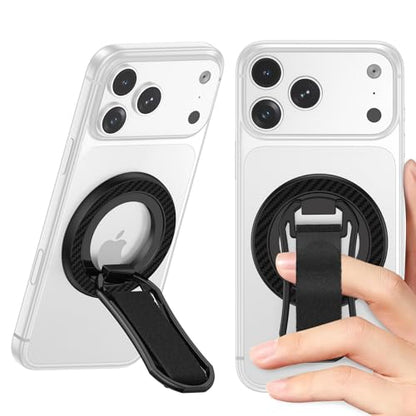 Magnetic Phone Ring for Magsafe iPhone17 Grip Stand Samsung S26 Ring Grip - color: Black+Black