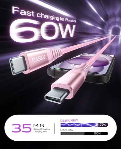 USB C to C Cable 3FT, USB C Cable Fast Charging 60W, USB C to USB C Cable - color: Pink, size: 3FT, style: USB C to USB C