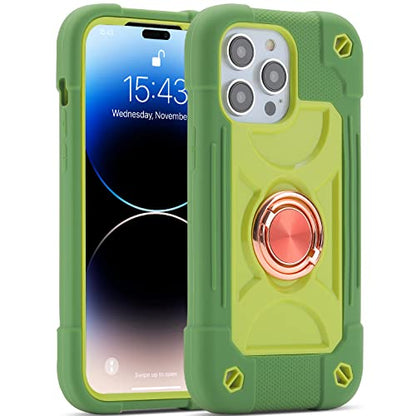 MARKILL Compatible with iPhone 14 Pro Case 6.1 Inch with Built-in Ring Stand, Military Grade Drop Protection Full Body Rugged Heavy Duty Case 3 in 1 Protective Durable Cover Avocado - color: Avocado, size: iPhone 14 Pro 6.1"