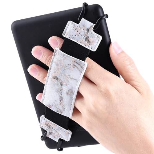 Secure Hand Strap for Kindle and Tablet - High Elasticity Finger Grip Holder Accessories for 6-8 Inches E-Book Tablet. - color: Gray Marble