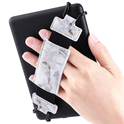 Secure Hand Strap for Kindle and Tablet - High Elasticity Finger Grip Holder Accessories for 6-8 Inches E-Book Tablet. - color: Gray Marble
