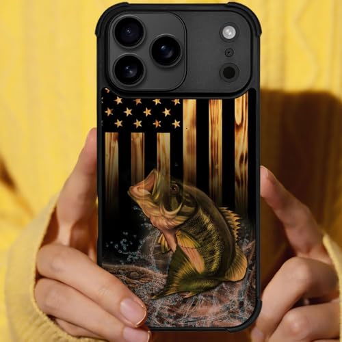 DJSOK Case for iPhone 17 Pro,Compatible with MagSafe,Anti-Scratch Shockproof Case,Wood American Flag Fish - color: Wood American Flag Fish, size: IPhone 17 Pro