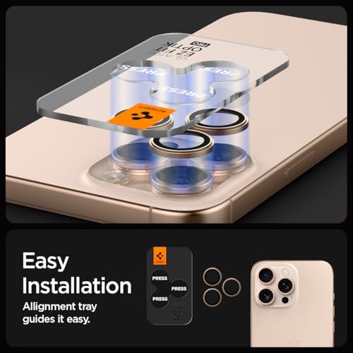 Spigen Camera Lens Protector for iPhone 16 Pro Max,16 Pro - Desert Titanium - color: Desert Titanium