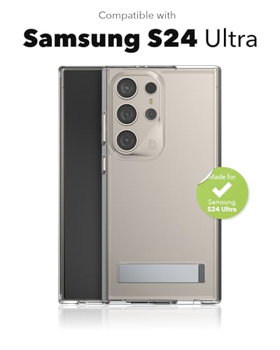 ZAGG Crystal Palace Samsung Galaxy S24 Ultra Case with Kickstand - Ultra-Slim, Graphene-Enhanced, Crystal Clear Protection, 13ft Drop Resistant, Eco-Friendly, Clear - size: Samsung Galaxy S24 Ultra, style: Without Snap