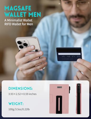 Ridge Wallets for Men,Magsafe Wallet with money clip,Pop up wallet | Magnetic Wallet for iPhone 17/16/15/14/13 Series,Phone wallet Holds 8 Cards & Bills,Ridge Wallet for Fathers day gift ideas - color: Pink-01