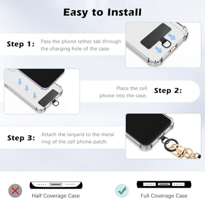 MoKo 2pcs Phone Tether Tab, Stainless Steel Cell Phone Lanyard Pads - color: Black