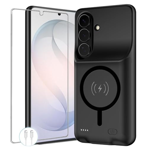 Battery Case for Galaxy S26 Plus, Upgraded 12000mAh Portable Protective Wireless Charging Case Compatible with Galaxy S26 Plus 5G (6.7 inch) Rechargeable Extended Battery Pack Charger Case (Black) - size: Galaxy S26 Plus -12000mAh
