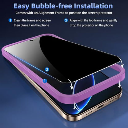 WHPXJY for iPhone 17/ iPhone 16 Pro 6.9 inch with 4 Pack Privacy Tempered Glass Screen Protector – Anti-Spy, Anti-Scratch, Easy Installation, Shock Proof& Face ID Compatible - size: iPhone 16 Pro -6.3Inch