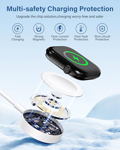 [2026 New] 3 in 1 Fast Charge Cord, USB-C 60W & Lightning 27W with Magnetic Wireless Watch Charger, 6FT White TPE Multi Charging Cable for iPhone 17/16/15/14/13/12/11 & iWatch Series 11-1/Ultra/SE